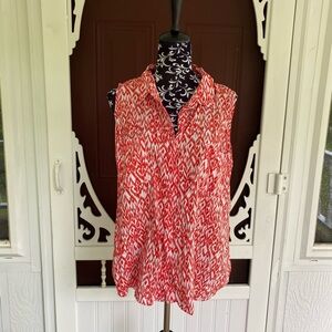 Faded Glory Women's Sleeveless Button Up Cotton Top Size XL (16-18)